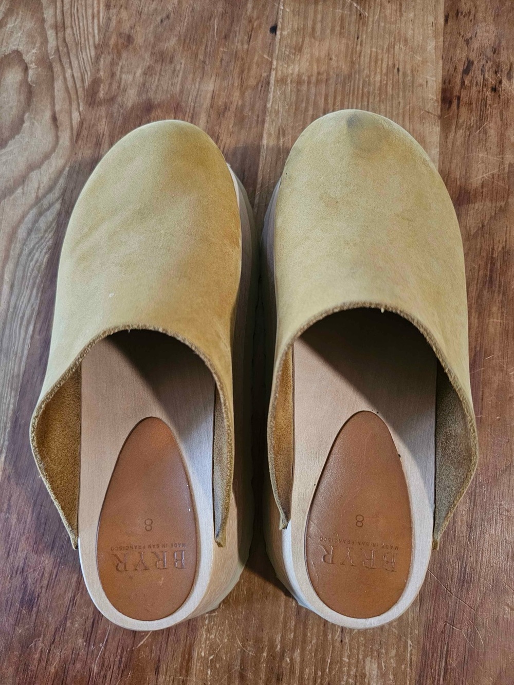 Bryr Suede Slip-On Clogs in Mustard Yellow